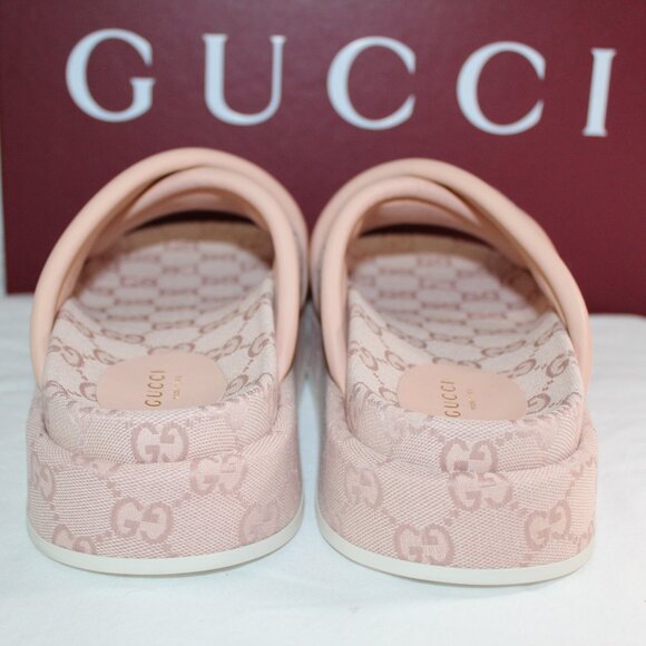 NWB Gucci GG Supreme Padded Platform Crisscross Sandals Slides 40 816798 - Picture 4 of 6